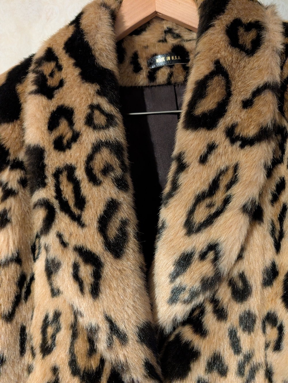 Faux Fur Leopard Car Coat Vintage? Silky Lining - Picture 12 of 16